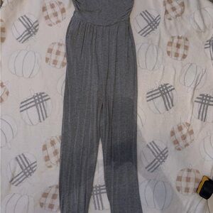 Grey Wide-Leg Knit Jumpsuit